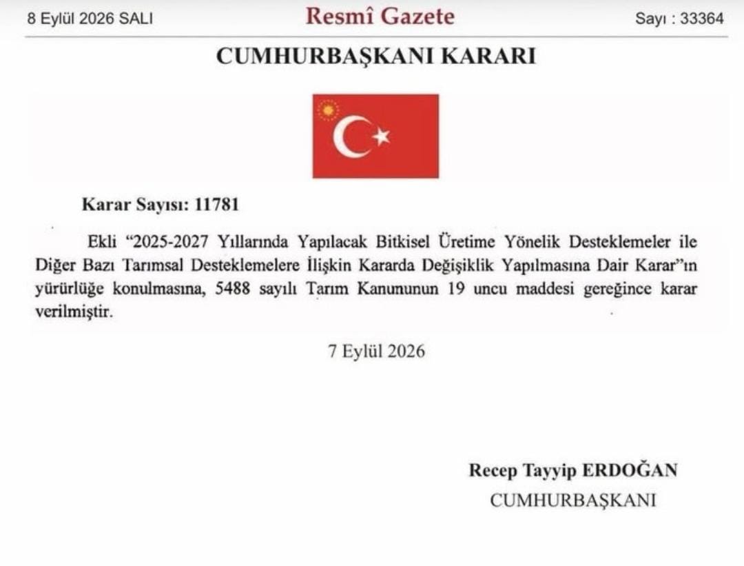 Cumhurbaşkanı Recep Tayyip Erdoğan’ın imzasıyla yayımlanan karar doğrultusunda, 2025-2027 yıllarında