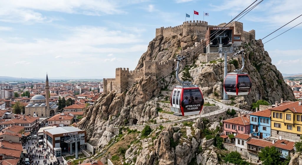 Afyonkarahisar Belediyesi, Afyonkarahisar Kalesi Teleferik Yapım İşi kapsamındaki çalışmaların hız