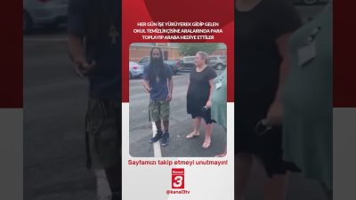 Her gün işe yürüyerek gidip gelen okul temizlikçisine aralarında para