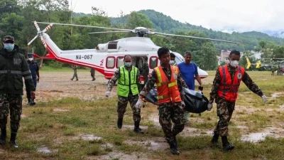 Nepal'in Çin sınırına yakın Rasuwa bölgesi ve çevresinde meydana gelen