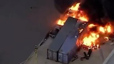 ABD'nin California eyaletinde NBC News kanalına ait helikopterin haber takibi