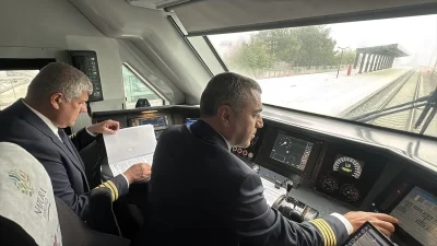 Cumhurbaşkanı Recep Tayyip Erdoğan'ın açılışını yaptığı Çerkezköy-Kapıkule Hızlı Tren Hattı'nda
