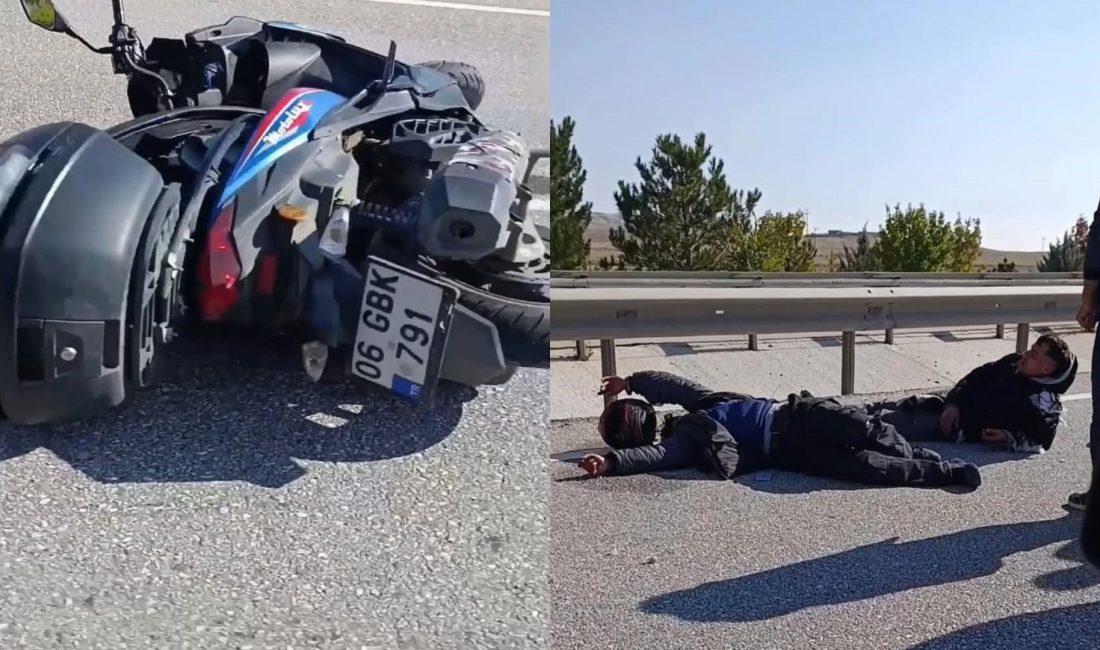 Eskişehir'in Sivrihisar ilçesinde, sürücüsünün direksiyon hakimiyetini kaybettiği motosikletin refüje çarpması