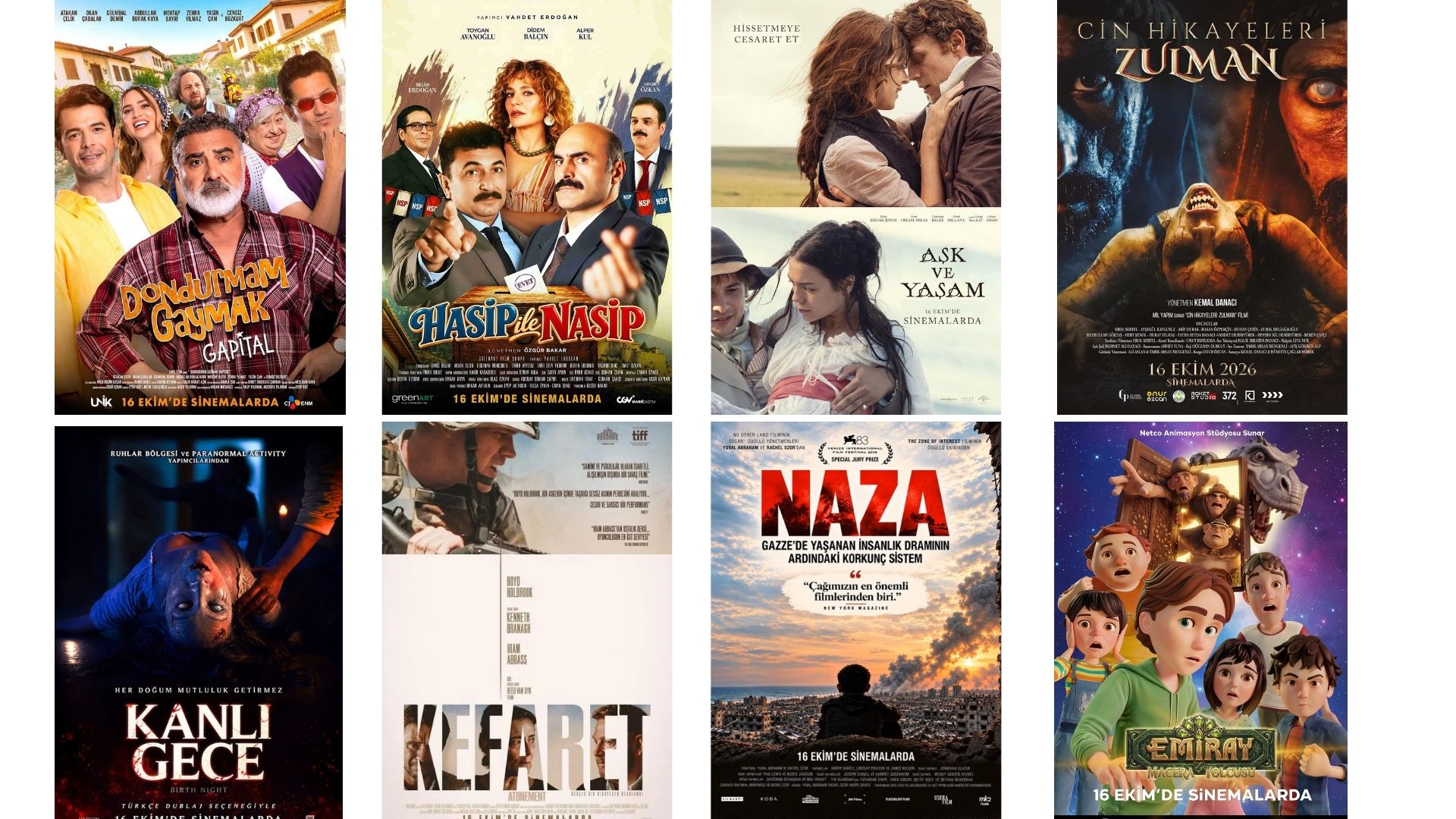 16 Ekim Cuma günü 10 yeni film vizyona girdi.