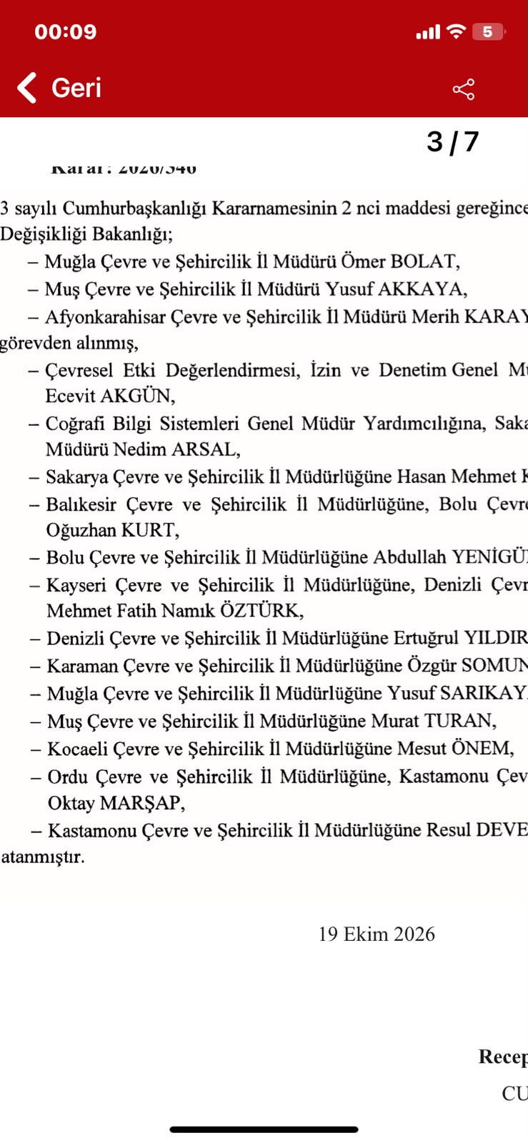 Afyonkarahisar dahil 13 il müdürü değişikliği