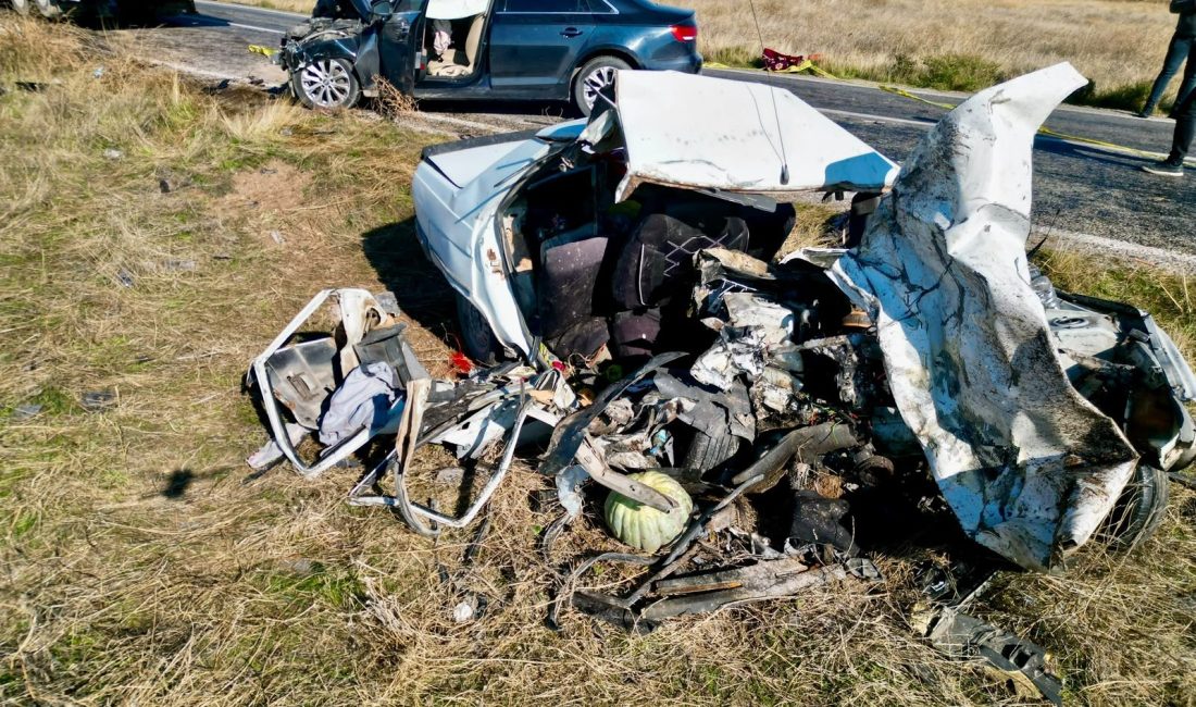 Afyonkarahisar'ın Emirdağ ilçesinde iki otomobilin kafa kafaya çarpıştığı katliam gibi